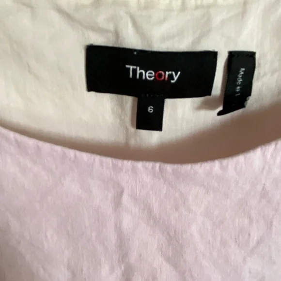 THEORY Ballerina Scoopneck Linen Blend Mini Dress Pink Sz 6